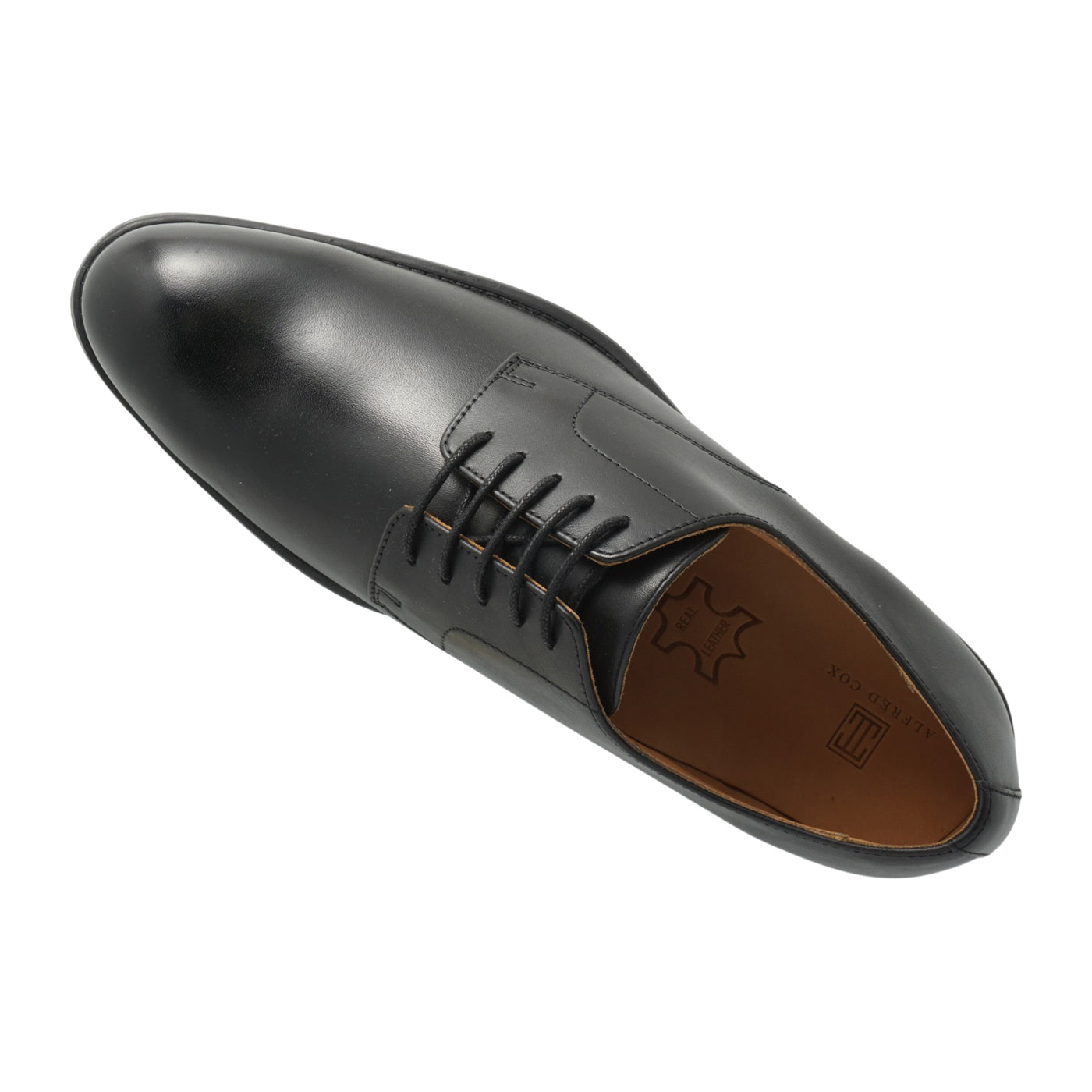 Semi long toe Derby Plane Toe Black-British Style