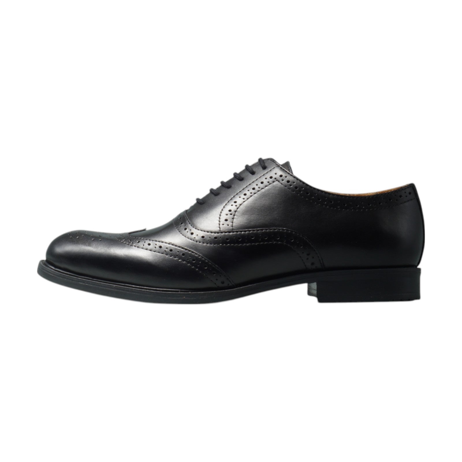 Round toe Oxford Wing Tip Black