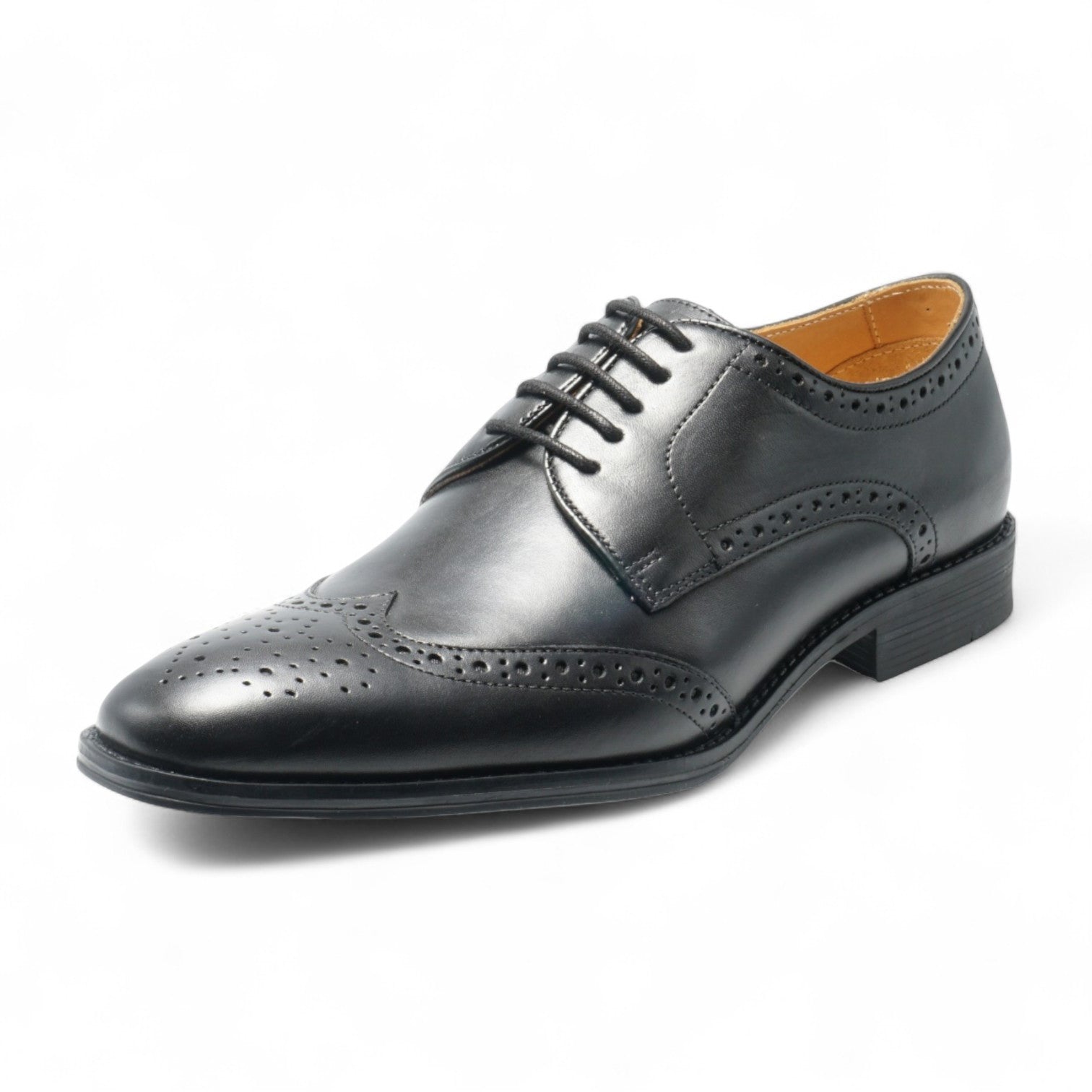 Semi long toe Derby Wing Tip Black
