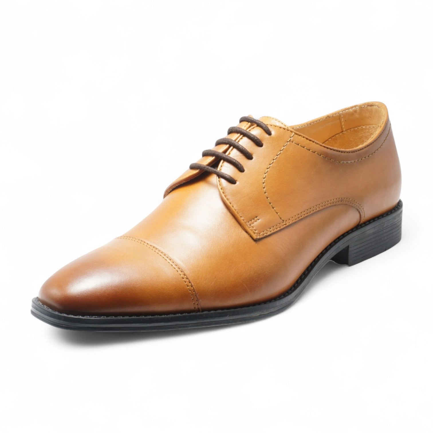 Semi long toe Derby Straight Tip tan