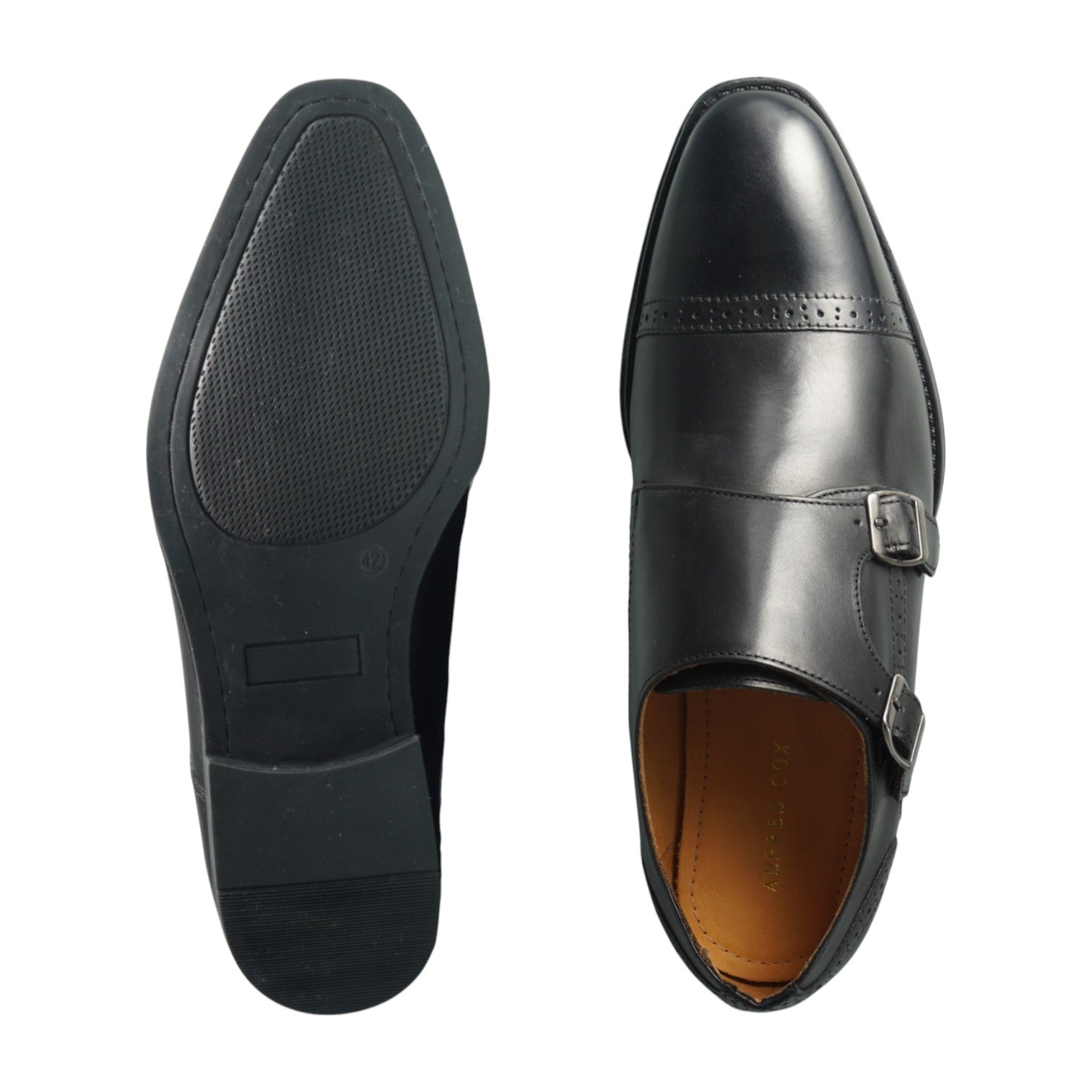 Semi long toe Doublemonk Quarter Brogue Black