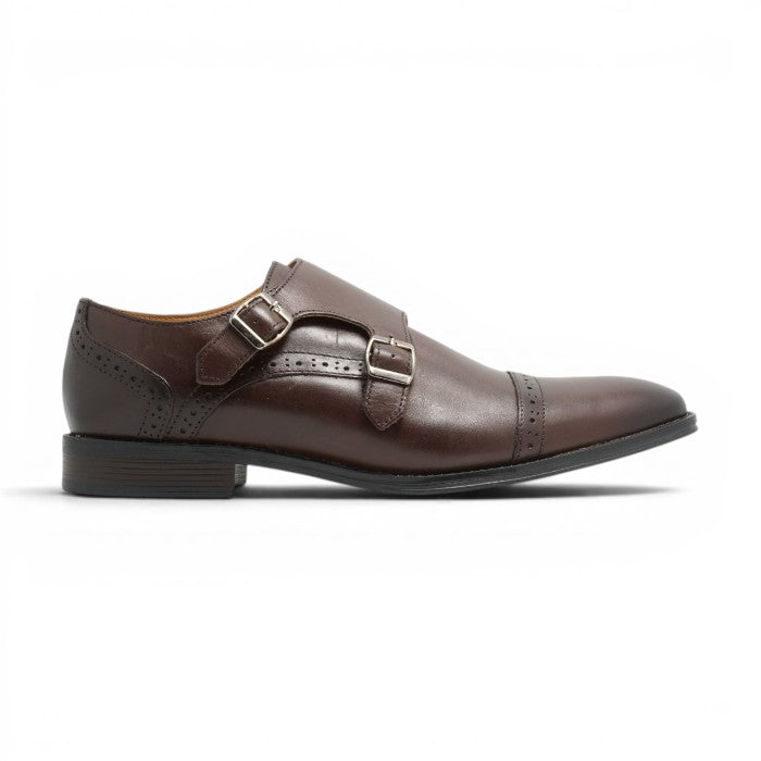 Semi long toe Doublemonk Quarter Brogue darkbrown