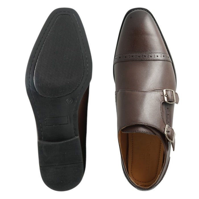 Semi long toe Doublemonk Quarter Brogue darkbrown