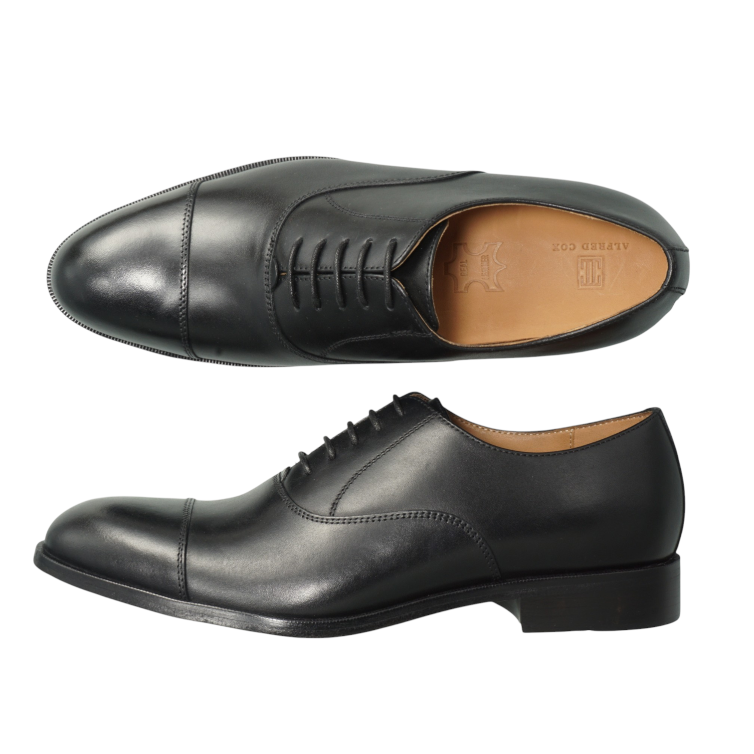 レザーソール マッケイ製法 Semi long toe Oxford Straight Tip Black
