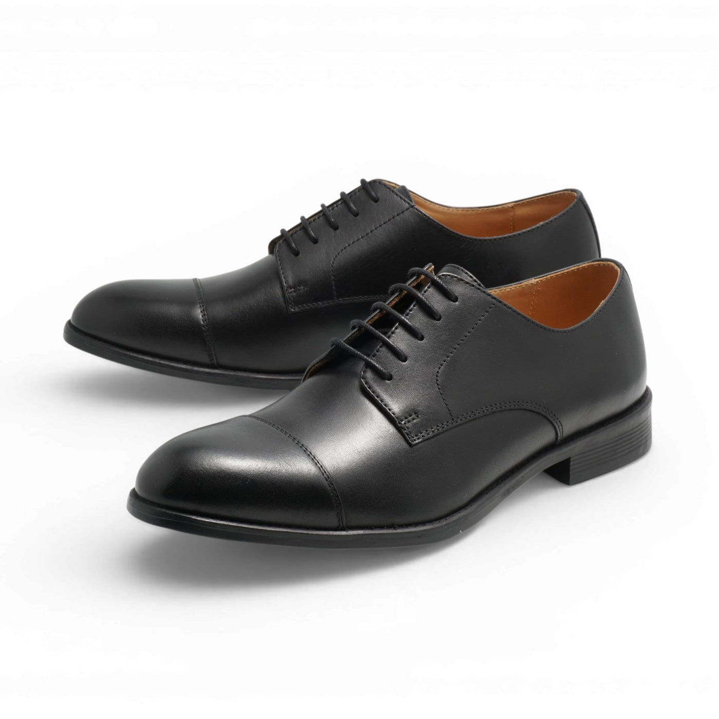 Semi long toe Derby Straight Tip Black-British Style