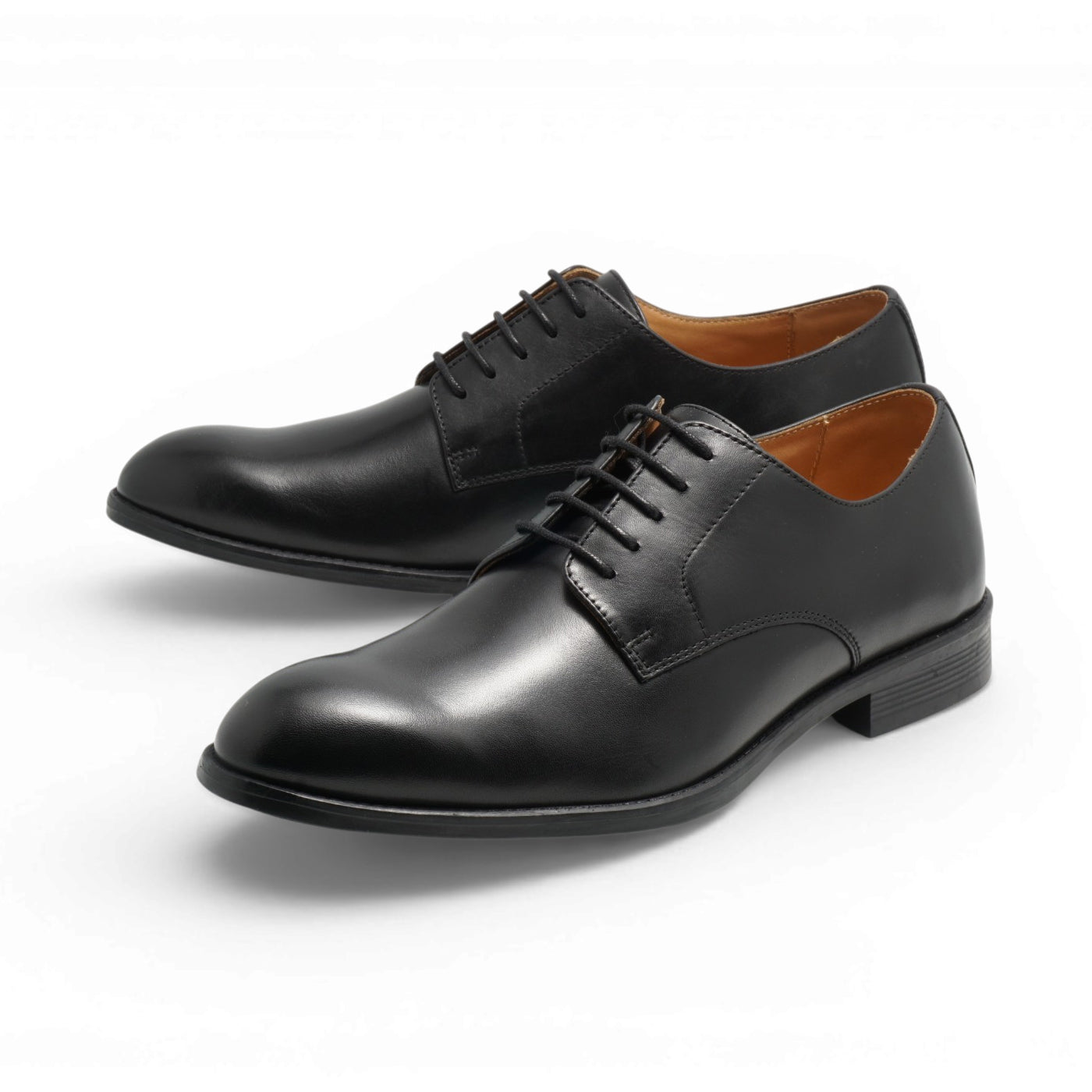 Semi long toe Derby Plane Toe Black-British Style
