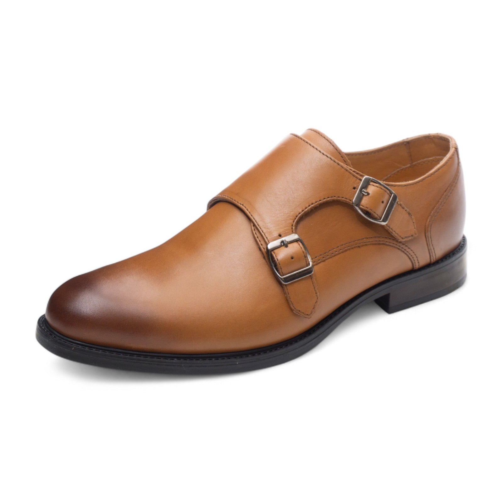 Round toe Doublemonk Plane Toe Light Brown