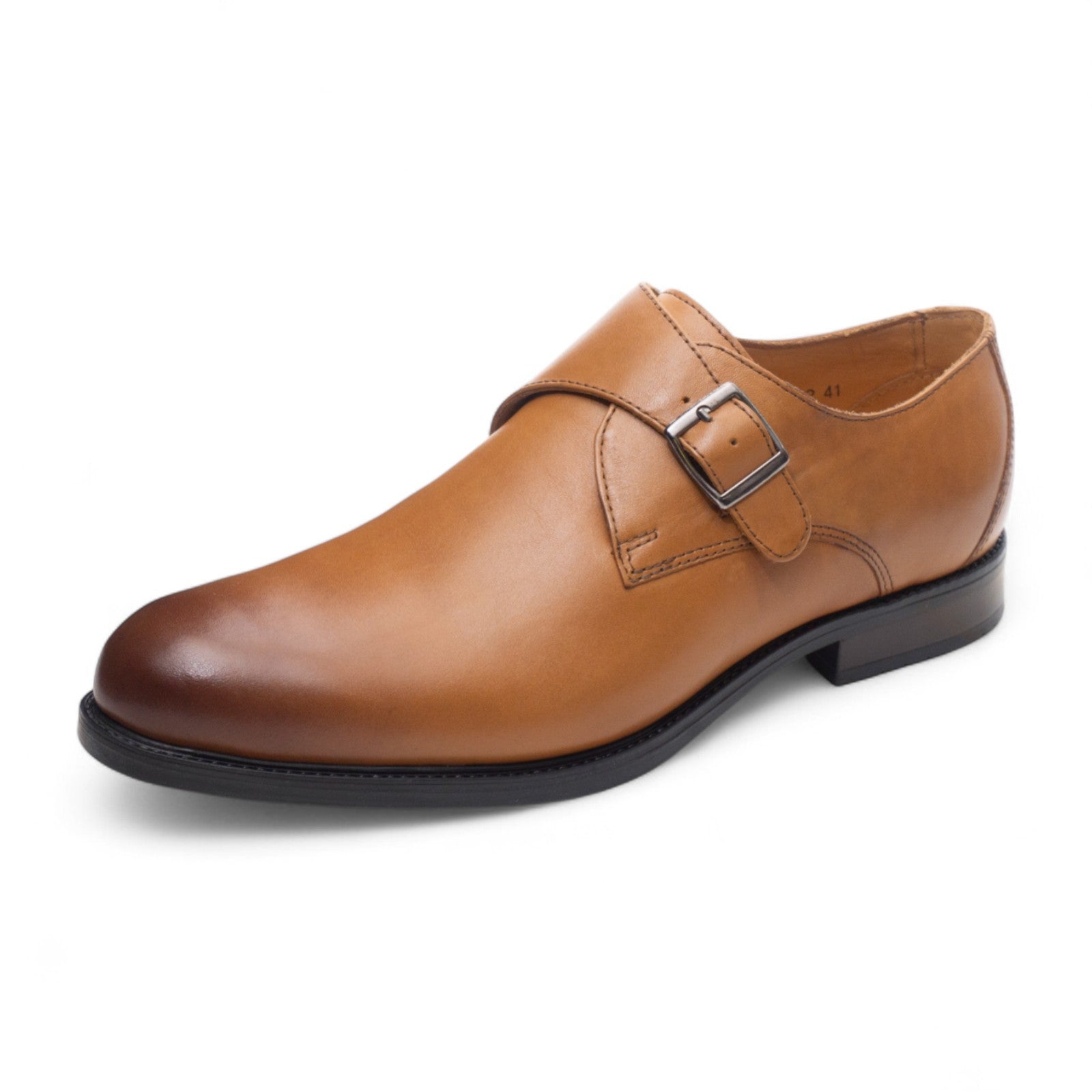 Round toe Singlemonk Plane Toe Light Brown