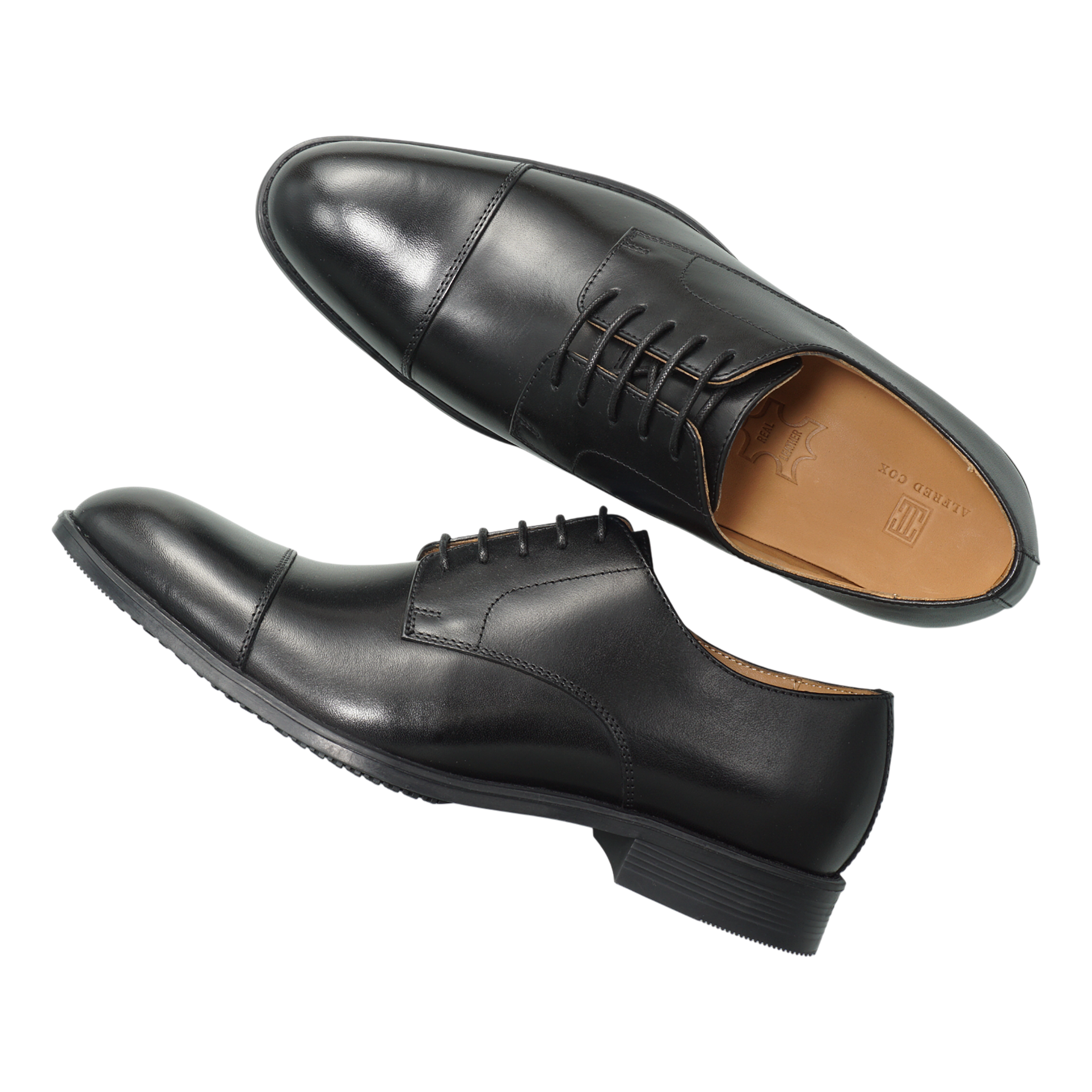 Semi long toe Derby Straight Tip Black-British Style Semi long toe Derby Straight Tip Black-British Style