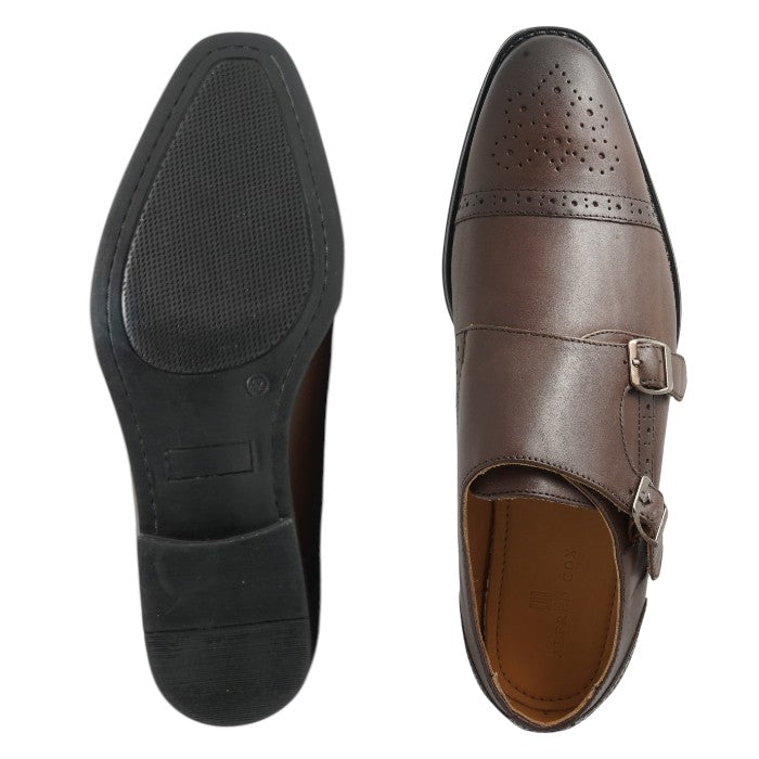 Semi long toe Doublemonk Semi Brogue darkbrown