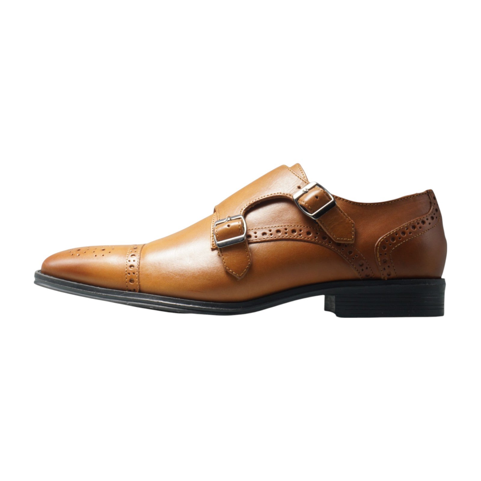 Semi long toe Doublemonk Semi Brogue tan
