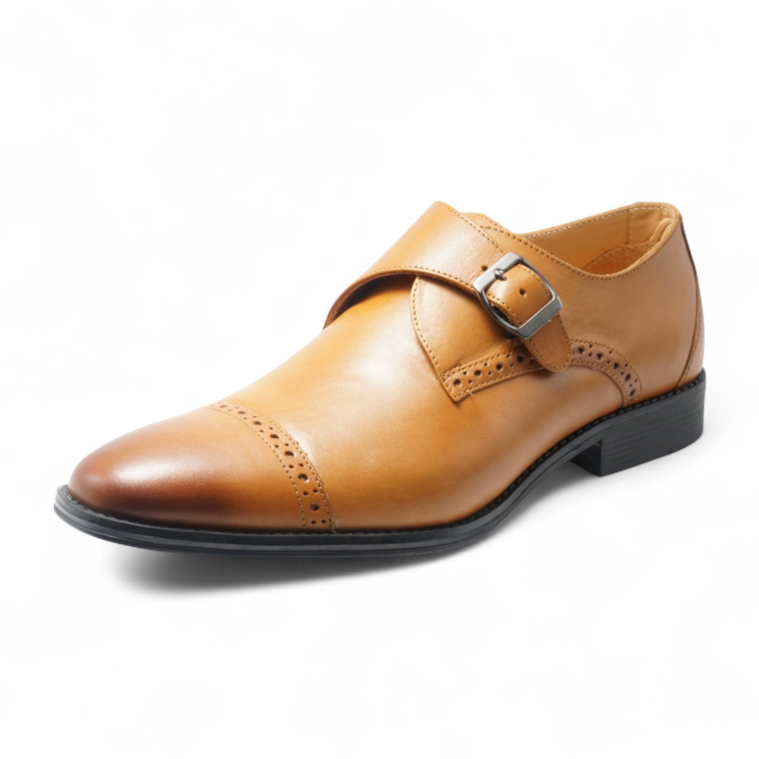 Semi long toe Singlemonk Quarter Brogue tan